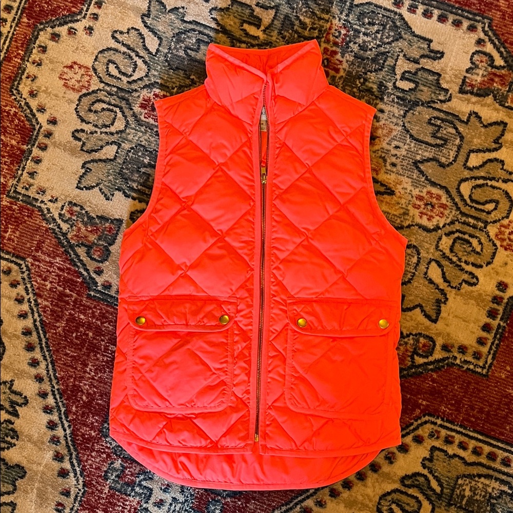 J.Crew Quilted Hot Pink Vest with Pockets